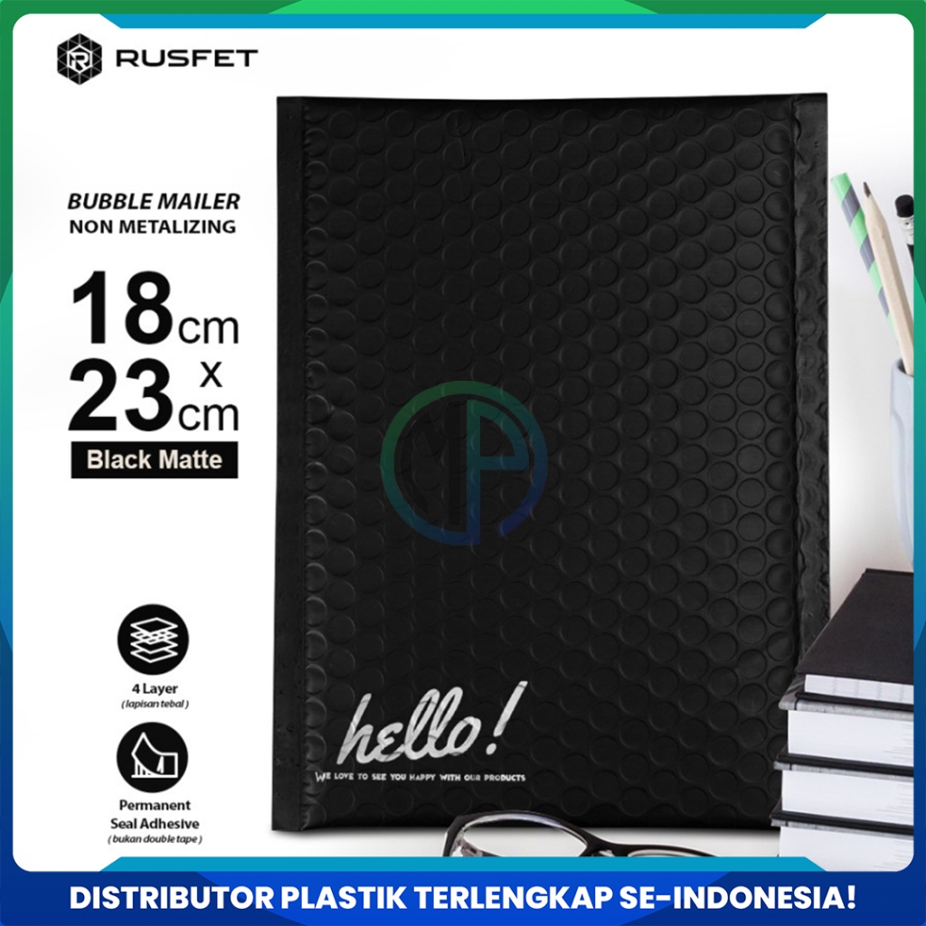 

Amplop Security Bubble Mailer Black (Hitam) 18cm x 23cm Premium Solid Color Rusfet Harga Satuan