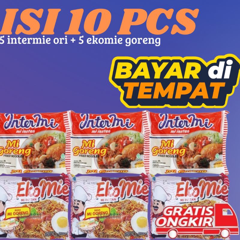 

(10 PCS ) Mie intermie Biasa Dan Ekomie Goreng Rasa Lezat 60g Masakan Simpel Original