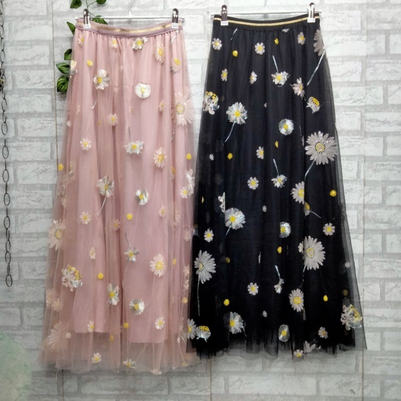kayra skirt rok tutu motif bunga import wanita