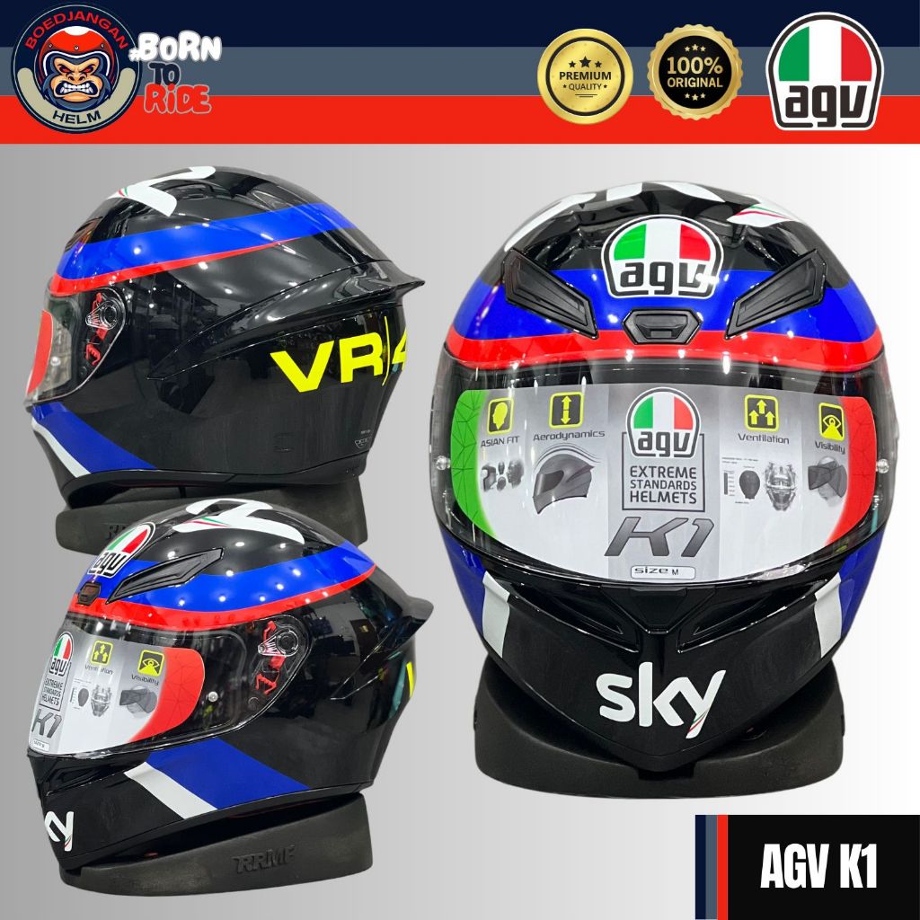AGV HELM K1 GRAPICH - VR46 SKY RACING TEAM BLACK/RED - AGV ORIGINAL K1 - HELM AGV FULL FACE
