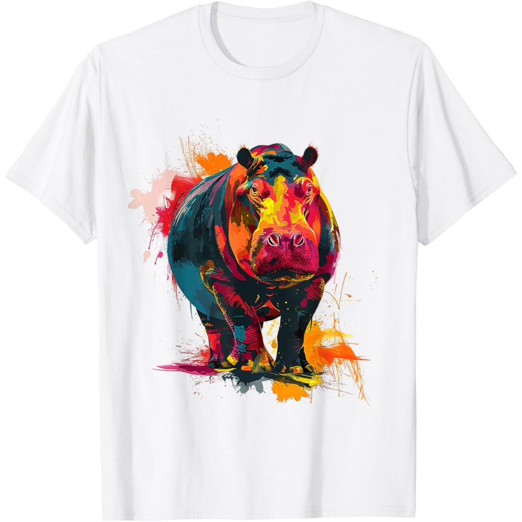 Lukisan Seni Abstrak Grafis Hewan Kuda Nil Kaos Kuda Nil