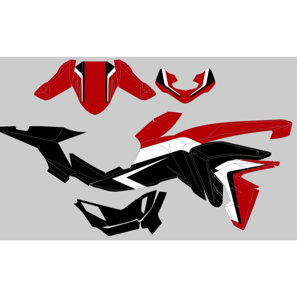 Decal Honda CB150X DONY MOTIF simpel hitam merah list putih