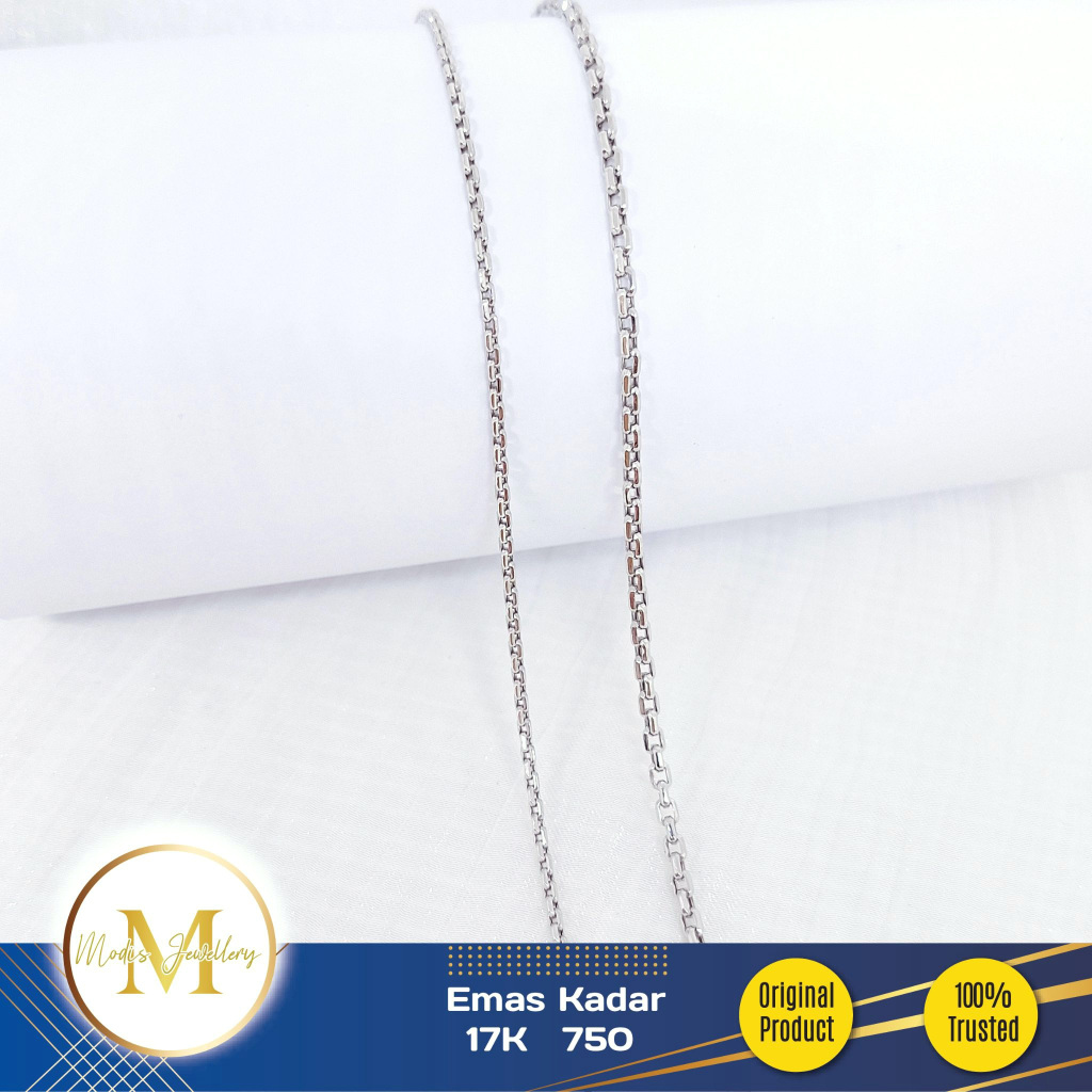 MODIS JEWELLERY - Kalung Tiger Rantai Panjang Kotak Putih - Emas 17k  750