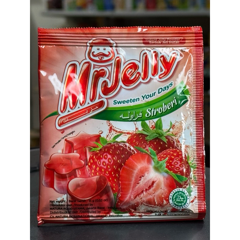 

Mr.Jelly Instant jelly powder strawberry / serbuk jeli instan rasa stroberi 15gr