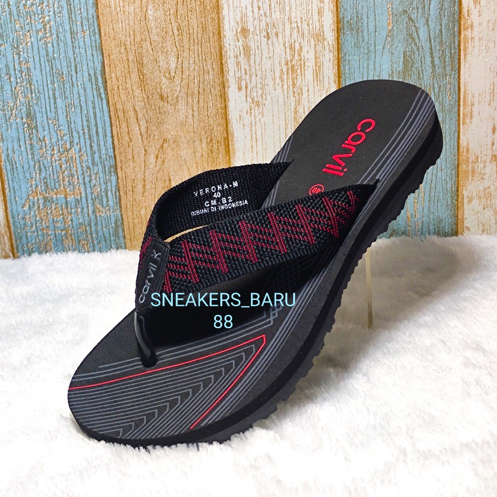 SANDAL CARVIL BEST QUALITY MODEL JEPIT TAPAK KARET SENDAL HARIAN PRIA DAN WANITA