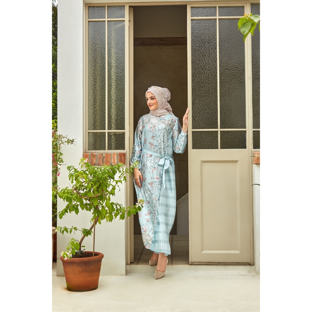 MFMW Astraea Dress Gamis Satin Plisket Tosca Motif Bunga