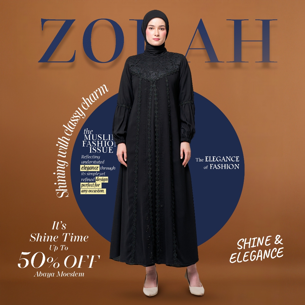 ZORAH • Dress Gamis Hitam Renda Brokat Wanita Zrh-066 | Gamis Abaya Brokat Mewah Elegan Untuk Hari R
