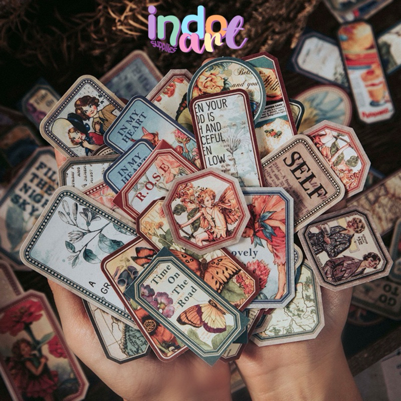 

(IAS) B 4 - Sticker Label Stamp Deco Stiker Vintage Retro Birds Butterfly Maps Travel Fairy Tale