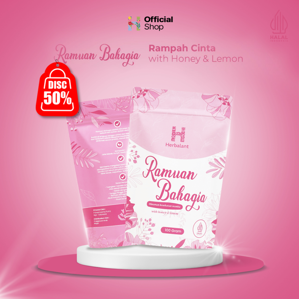 

Ramuan Bahagia Herbal Kesehatan Wanita Rimpang Ramcin JSR Utk Terlambat haid & Lambung (Gerd)