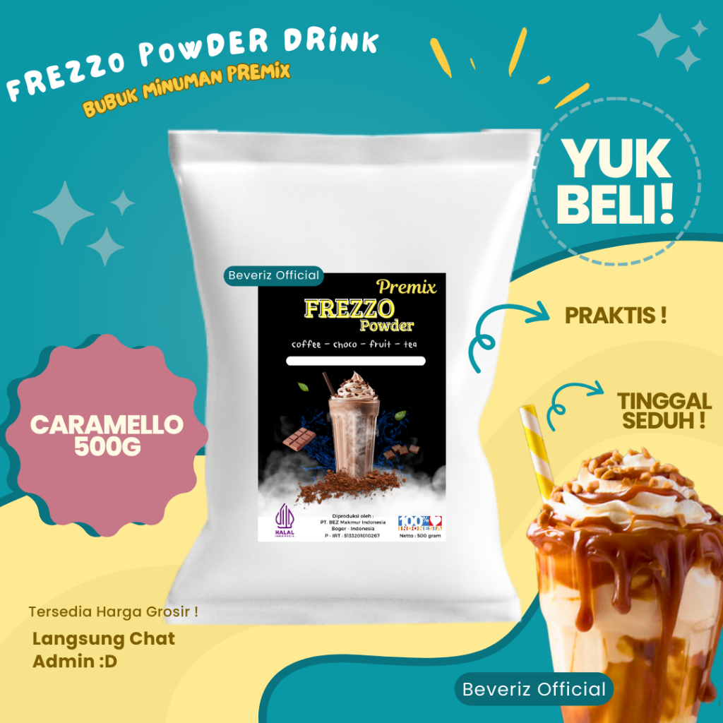 

BEVERIZ Frezzo Bubuk Minuman Rasa Caramello | Boba Powder Drink Caramello 500gram { Bisa COD} {Tersedia Harga Grosir}