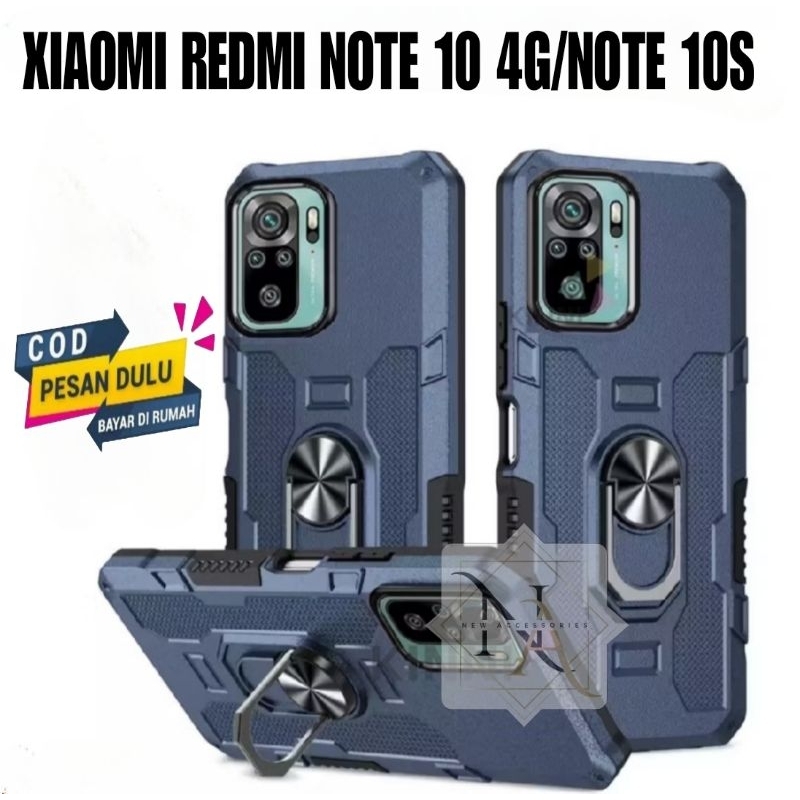 Case Hp Xiaomi Redmi Note 10 4G/ Note 10S Hardcase Robot Armor Hit Ring Case Casing Standing Robot P