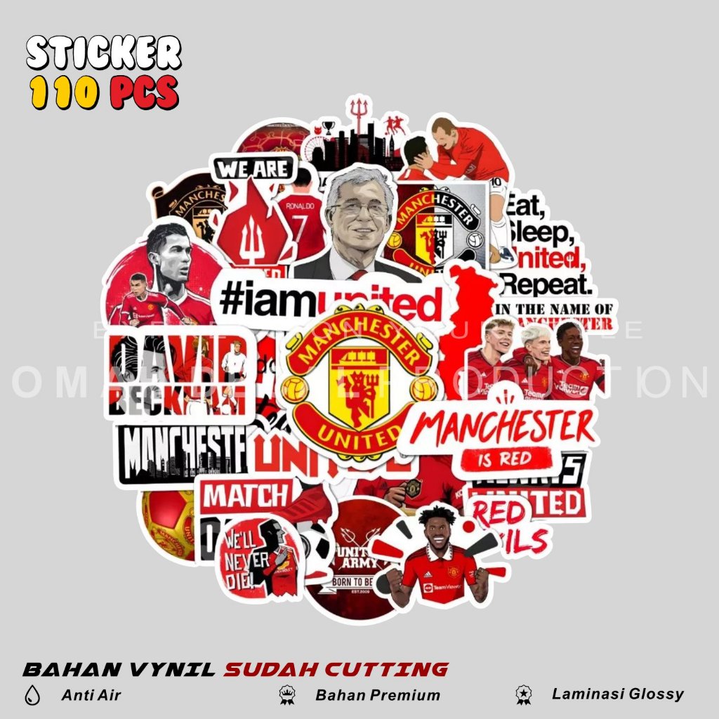 STICKER PACK MANCHESTER UNITED WATERPROOF STIKER AESTHETIC UNTUK LAPTOP CASE HP HELM STICKER CASE