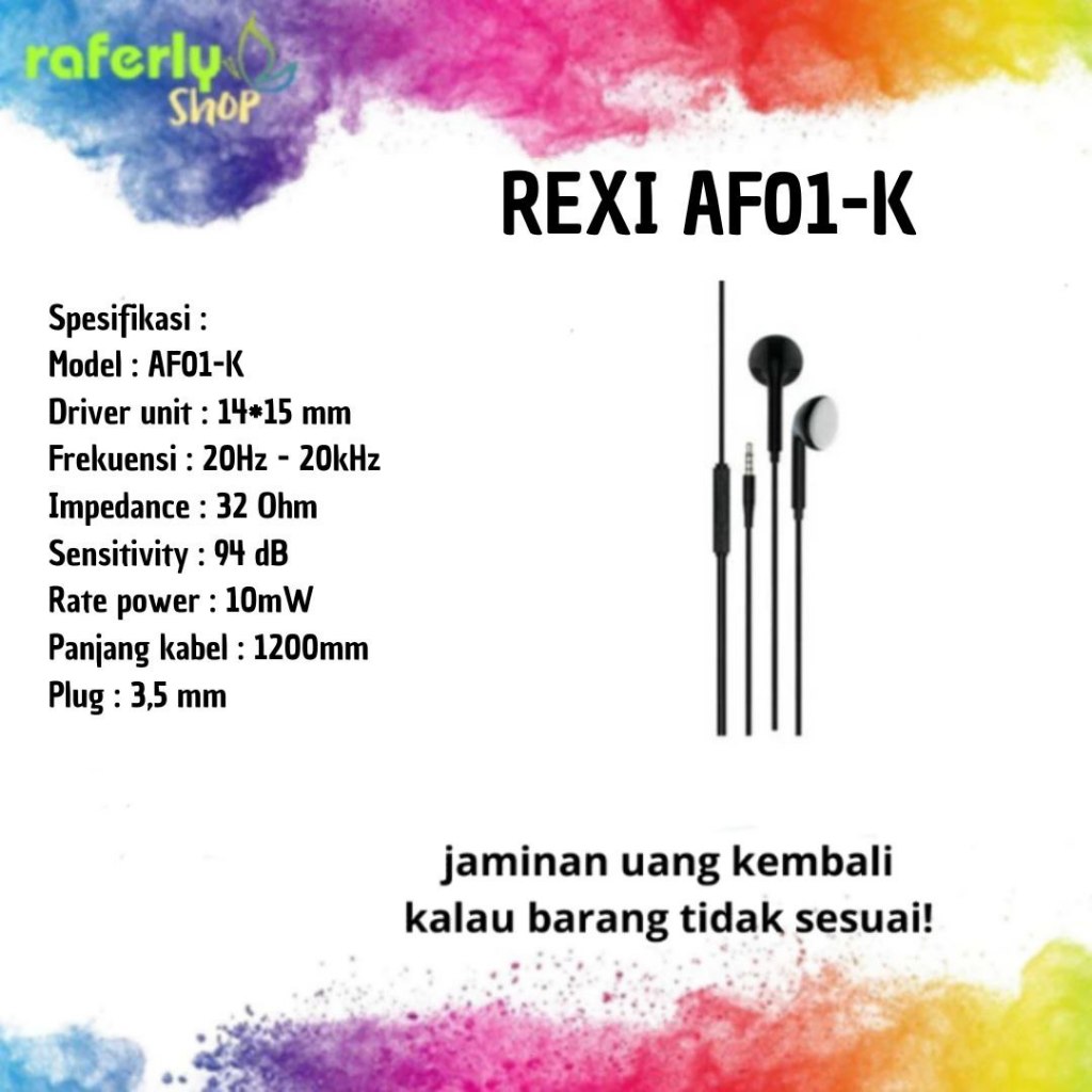 RafelyShop REXI AF01-K Headset Bluetooth Earbuds