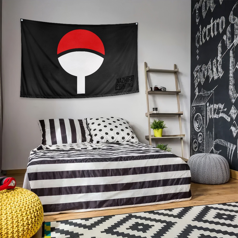 Nazhifa Printing - Poster Bendera Klan Uchiha, Sasuke, Itachi, Madara, Sishui Anime Naruto