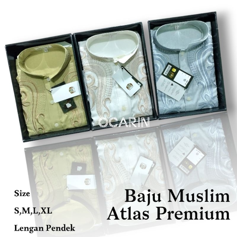Baju Muslim koko Atlas Lengan Pendek
