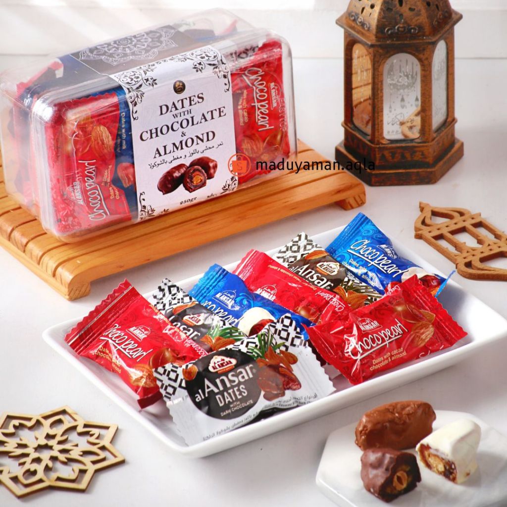 Moonieshopline Coklat Kurma Almond Al-Anshar Chocolate Dates With Almond Asli Saudi