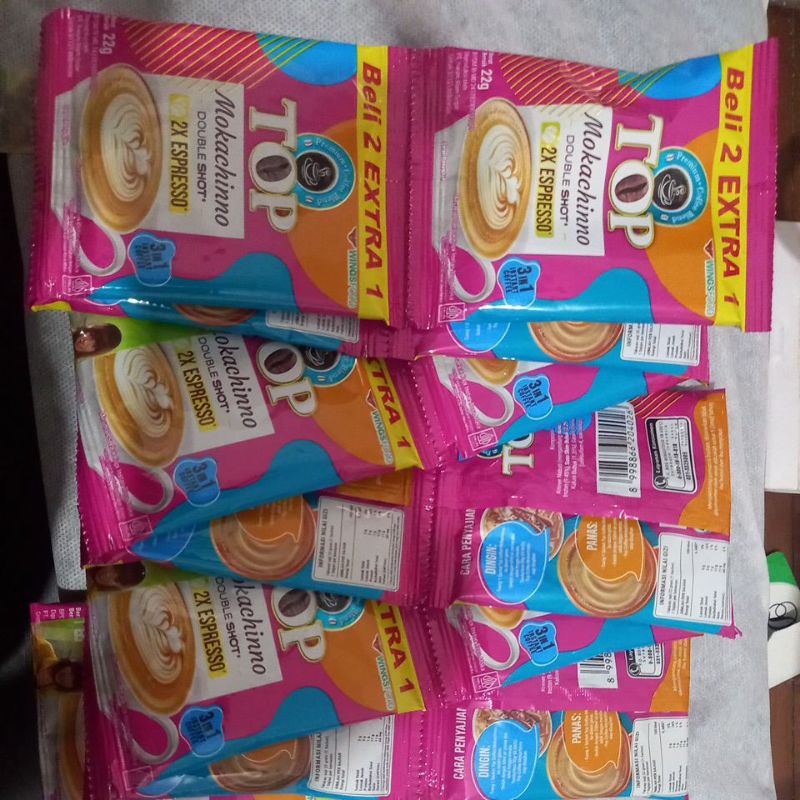 

Top Mokachino Doble Shot 1 renceng isi 15 sachet