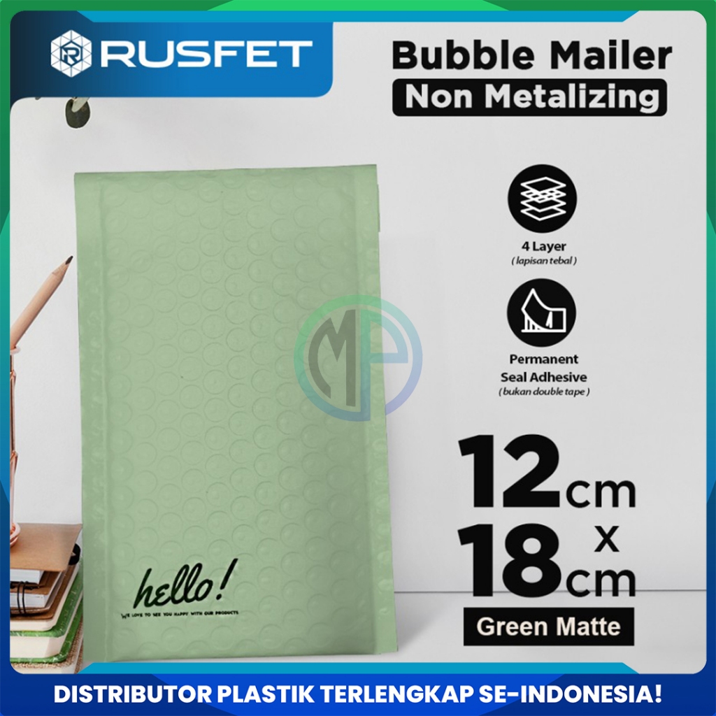 

Amplop Security Bubble Mailer Green Matte (Hijau) 12 x 18cm Premium Solid Color Rusfet Harga Satuan
