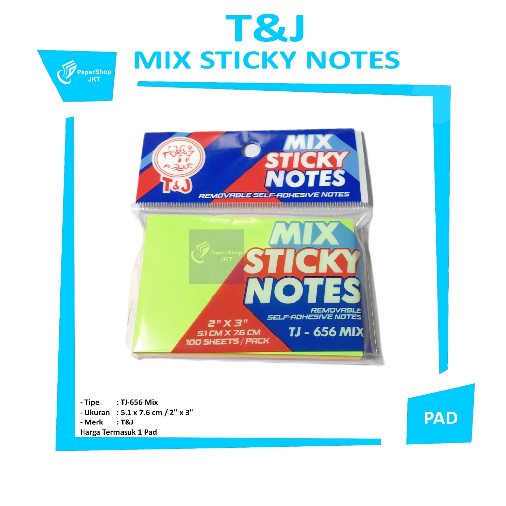 

T&J - Sticky Notes TJ-656 Mix 5.1 x 7.6 cm - PAD
