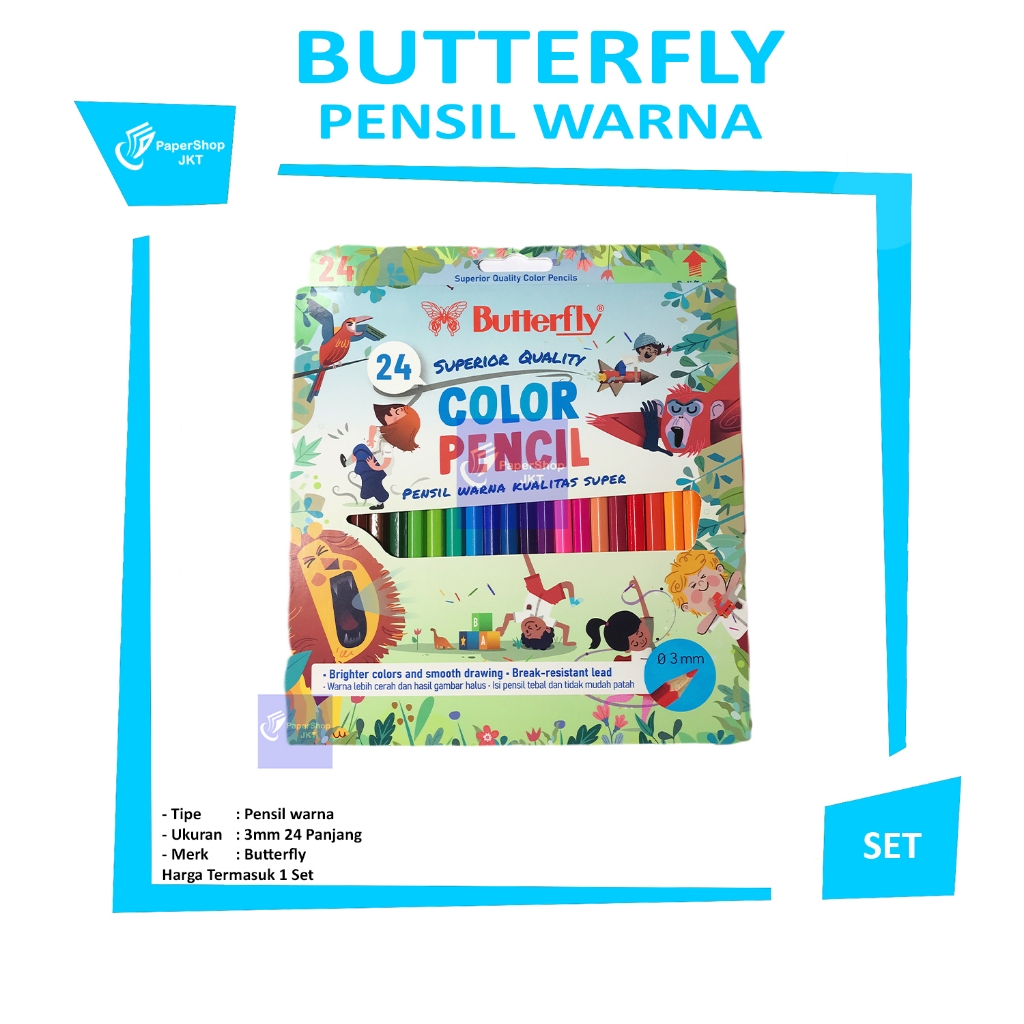 

Butterfly - Pensil Warna Premium 24 Warna Panjang - SET