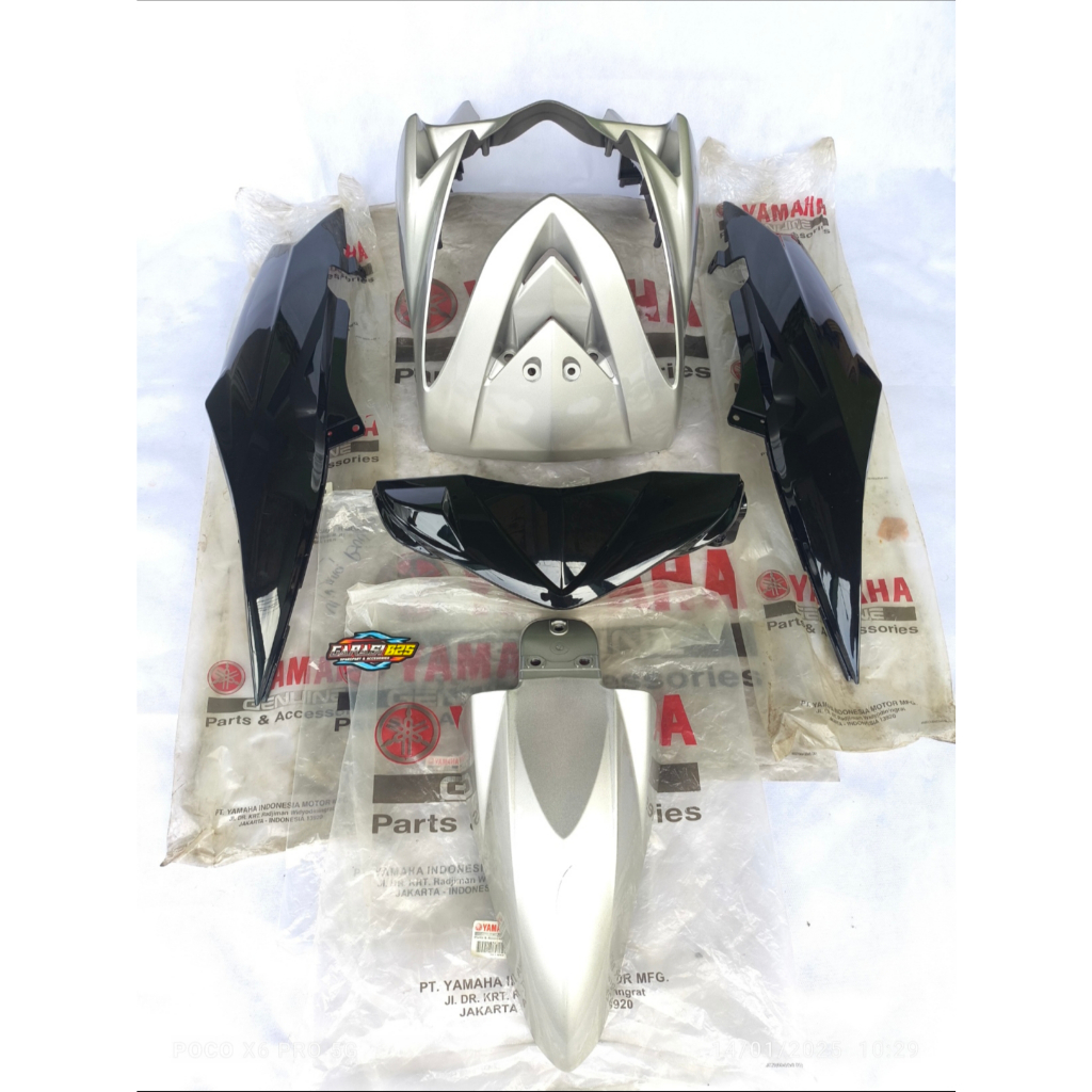 cover body bodi halus fullset mio soul karbu silver hitam original yamaha