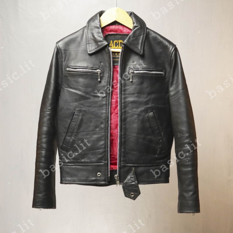 ACDC single rider dominator style biker leather jacket second preloved