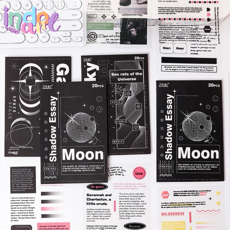 

(IAS) B7- Sticker Book Deco Journal Scrapbook Transparent Starry Sky Star Words Quotes Waterproof isi 20 sheets