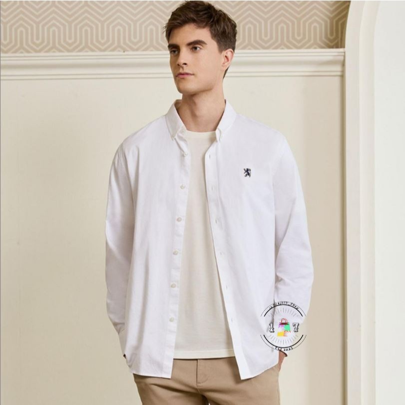 Kemeja Polo Giordano Shirt Pria Star Boy Premium Bagus~Atasan Polos Logo Cetak Bordir Slimfit-Putih