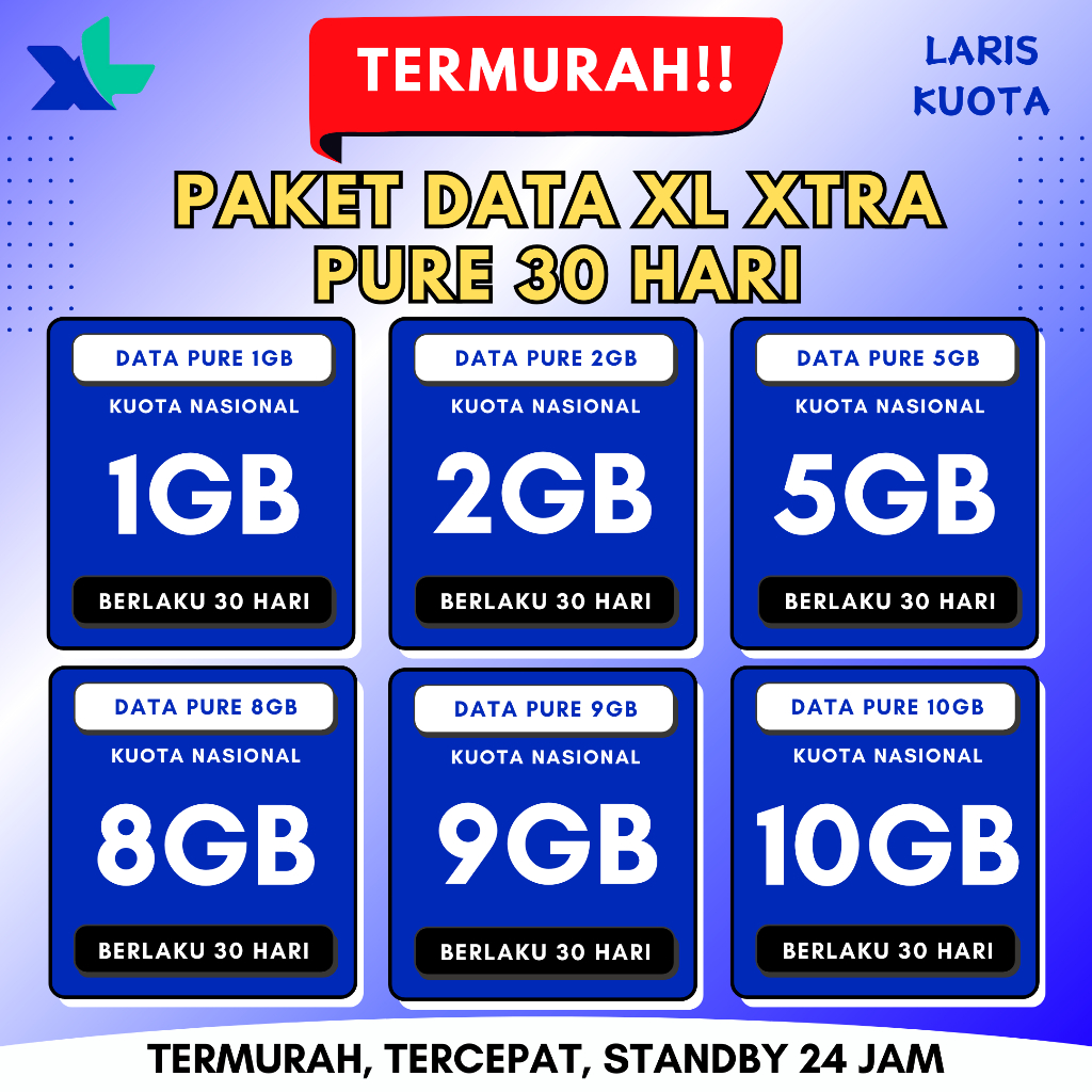 Paket Data Kuota XL Pure Bulanan 30 Hari Termurah Kualitas Terbaik