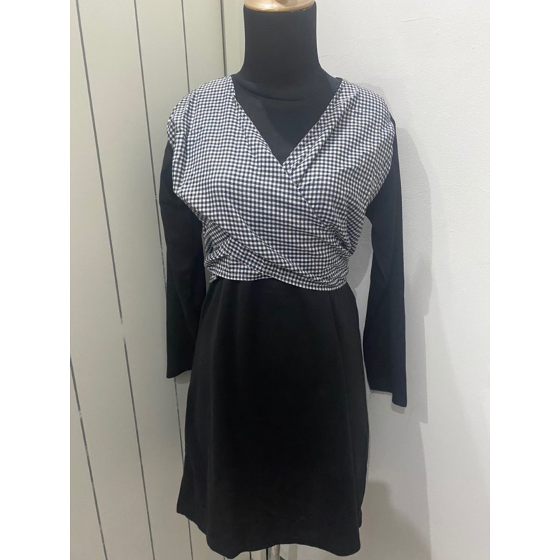 tunik kota kotak hitam putih pl