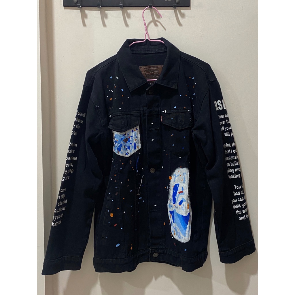 denim painted jacket levis jaket haechan