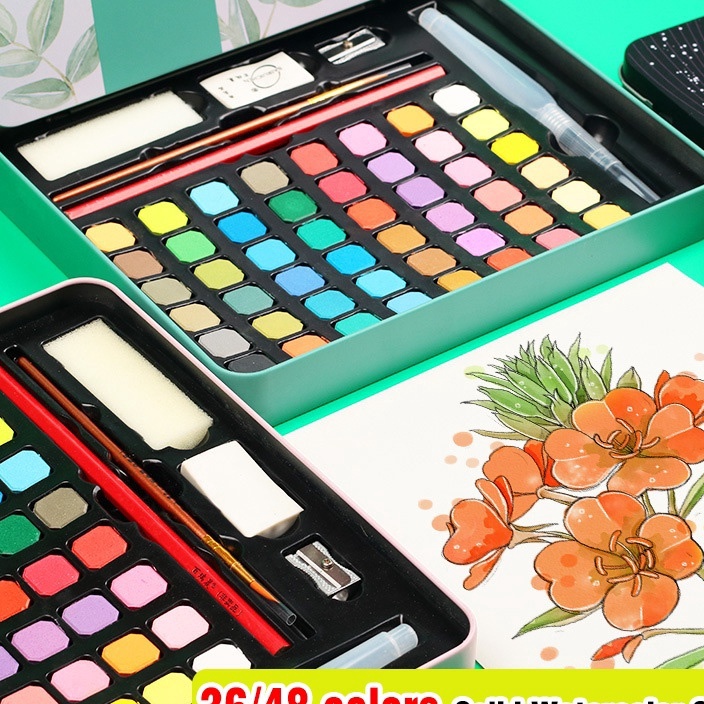 

Miliki 3648 warna Solid Watercolor Paint Set Cat Air Padat Warna Terang Dengan Kuas Air Otomatis