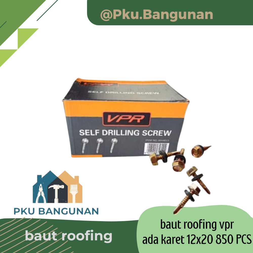 baut roofing spandek / self drilling screw / baut baja ringan VPR, MASTIGOR, CAB ukuran 12x20 12x25