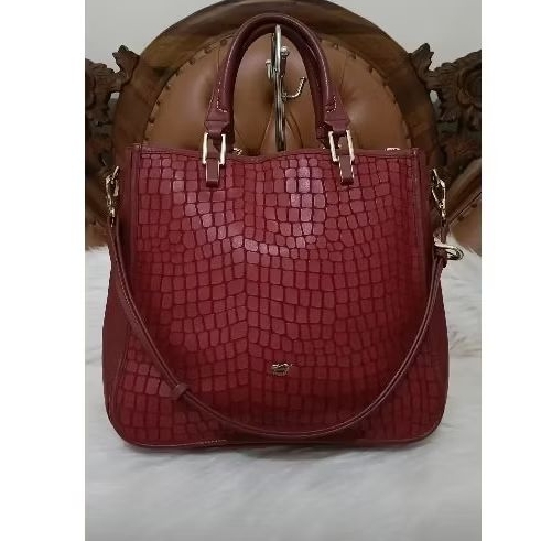 Braun Buffel Croco Leather Sling Tote Bag