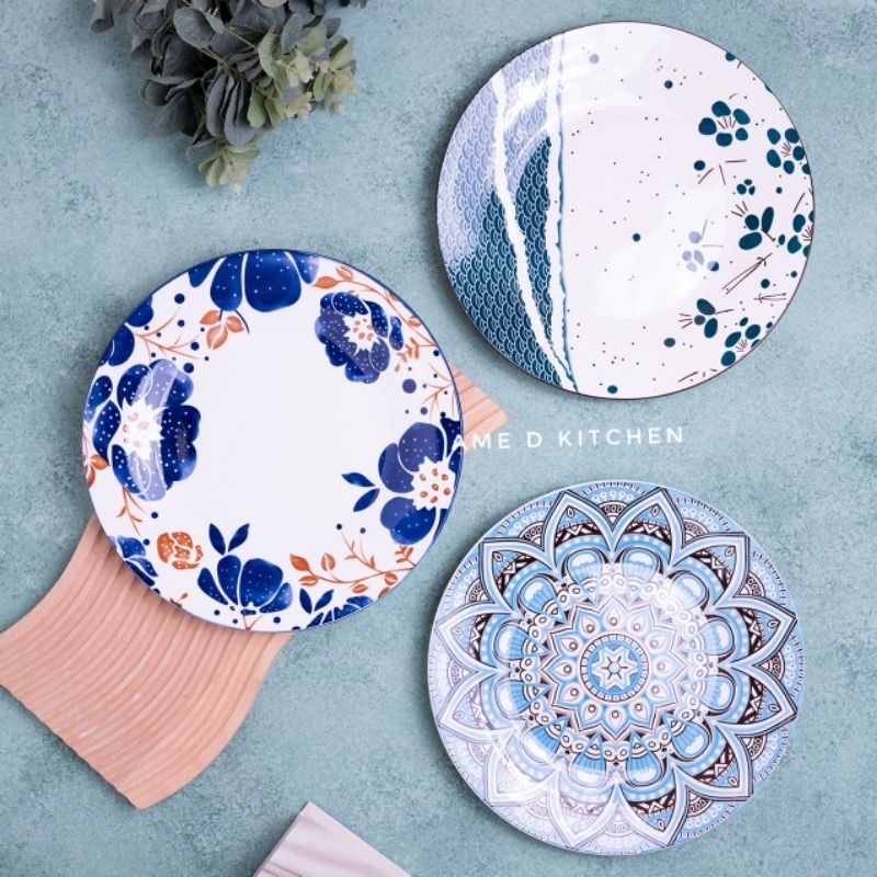 Piring bijian keramik ceper besar 10.5 inch bunga keramindo