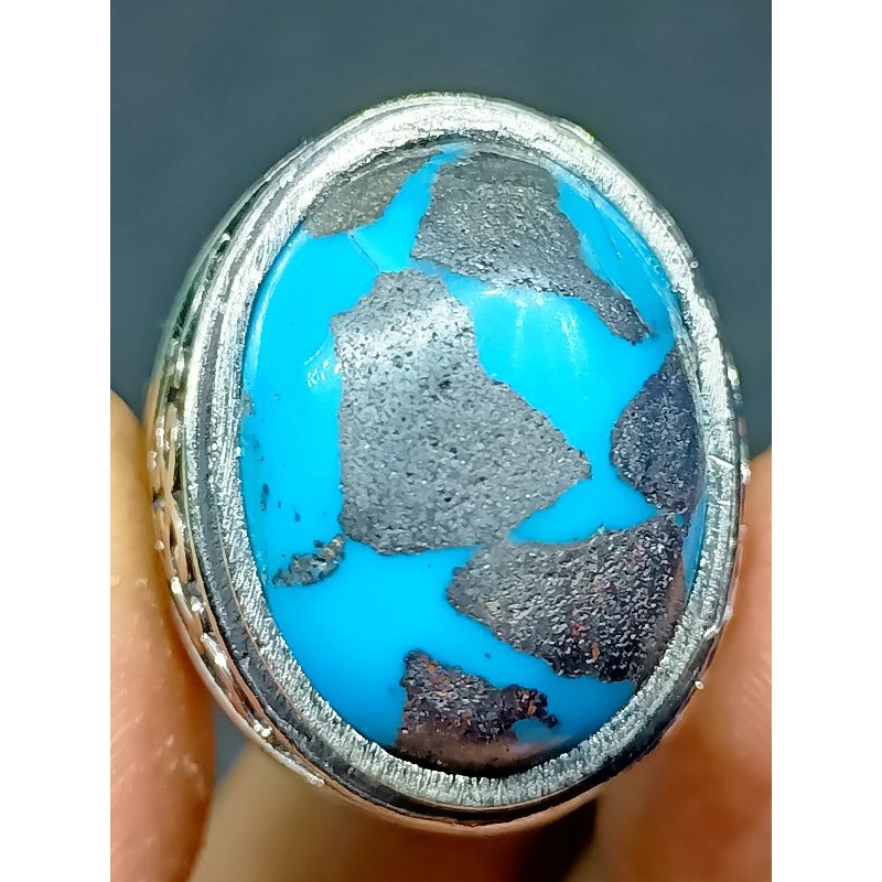 Cincin Batu Badar Besi Biru , Nempel Magnet , Natural