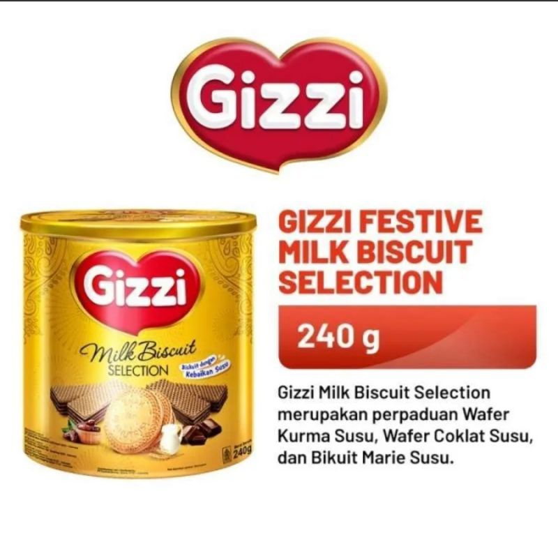 

1 Kaleng Gizzi Festive Wafer & Milk Biskuit Selection Tin | Kaleng - 240 gr