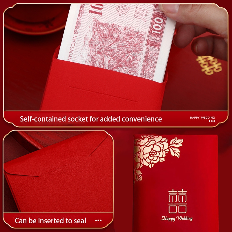 10Pcs Amplop Merah Wedding Chinese Kertas Angpao Wedding Shuang Xi