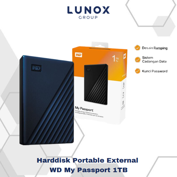 WD New My Passport 1TB - HDD / HD / Hardisk / Harddisk External | Harddisk External WD 1TB - Hitam