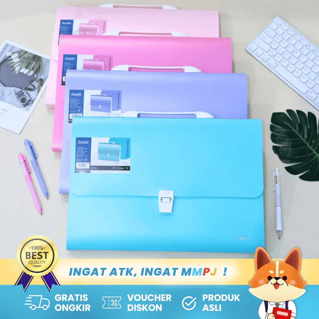 

Bantex Expanding File F4 / Folio Warna Stylish – File Organizer dengan Push Lock & Indeks BF1504