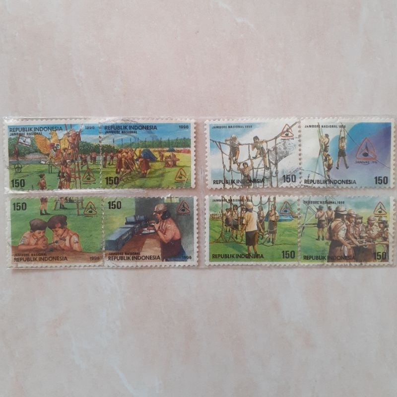

(A) Perangko Indonesia Jambore Nasional Tahun 1996 set lengkap 8pcs