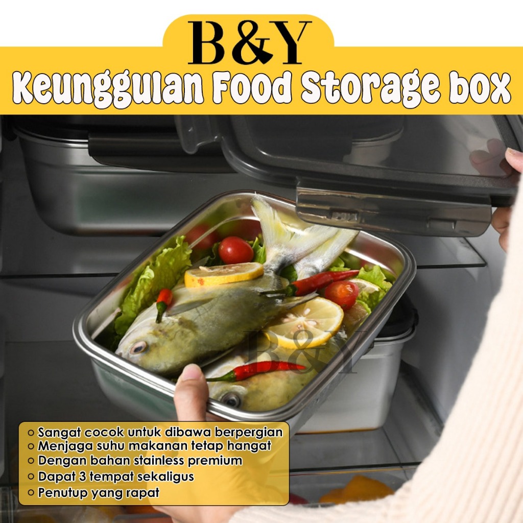 Kotak Tupperware Tempat Penyimpanan Makanan Stainless Steel Wadah Makan Murah