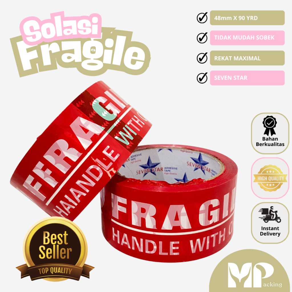 

Lakban Fragile Merah Unboxing 48mm 80yard sevenstar