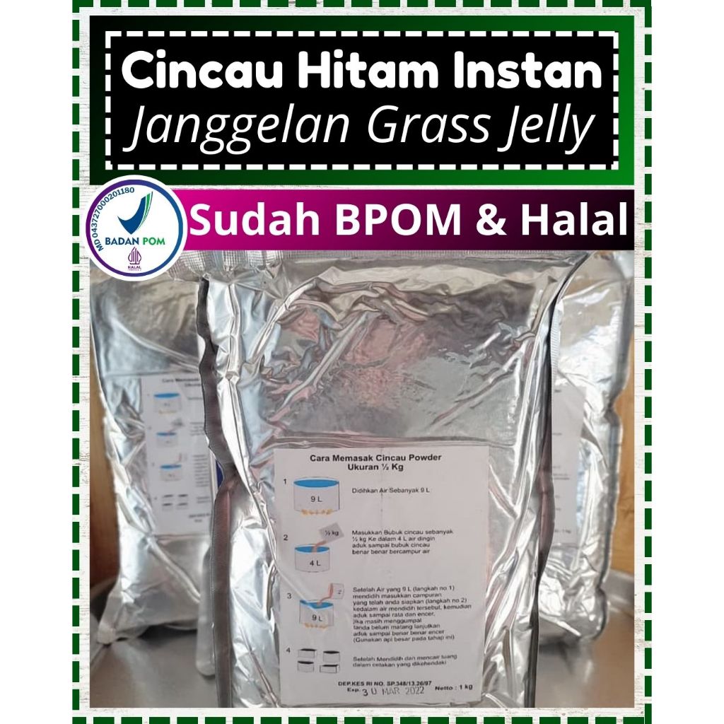 

BERKUALITAS...!! Cincau Hitam Instan, Bubuk Cincau Hitam Powder Kemasan Aluminium Foil 1 Kg