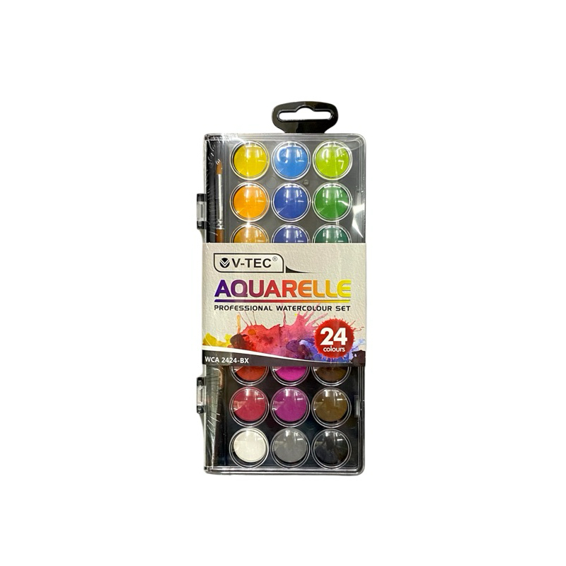 

CAT AIR SET AQUARELLE V-TEC ISI 24 WARNA / WATER COLOUR / CAT LUKIS.