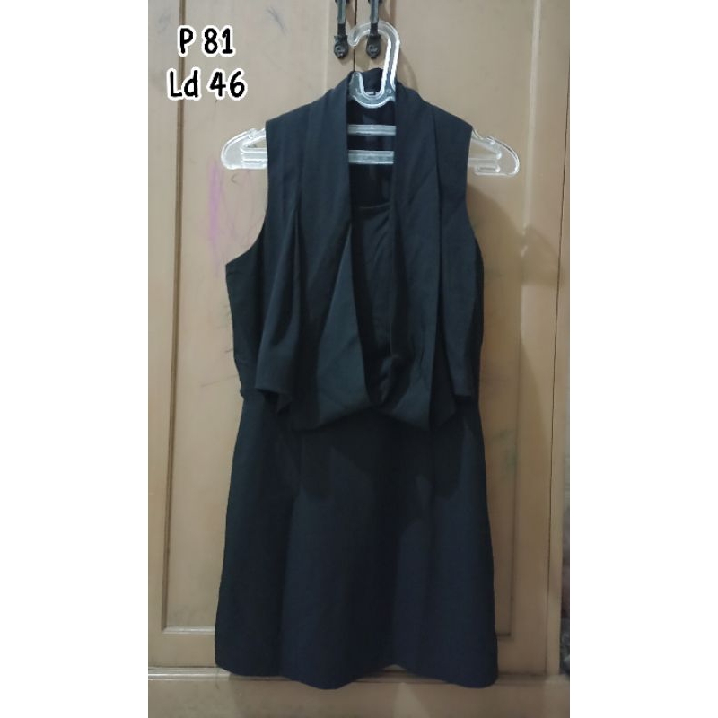 PL - dress hitam wanita tanpa lengan you can see pakaian formal jalan pesta party acara