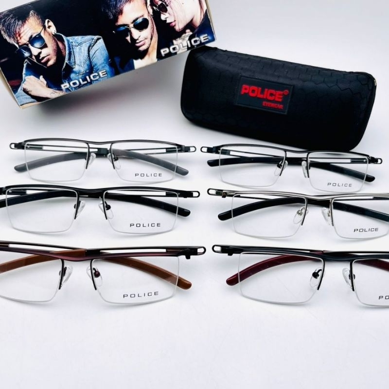 frame kacamata pria wanita kotak sporty P8370 tiger half frame grade original