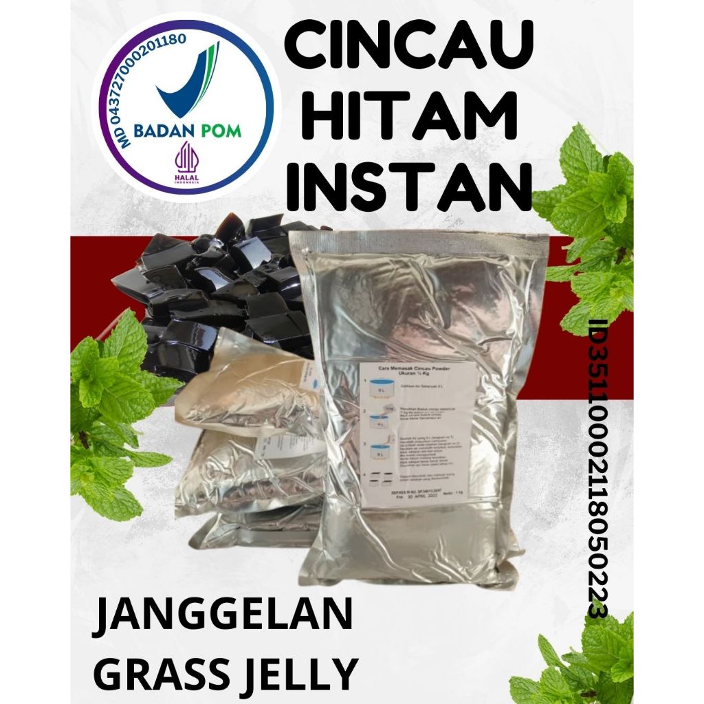 

PREMIUM...!! Bubuk Cincau Hitam Instan Grass Jelly Powder Kemasan Aluminium Foil 1 Kg