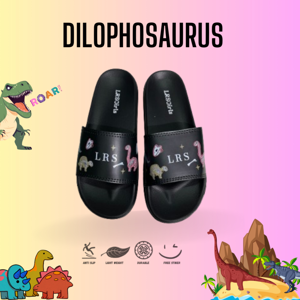 Lrs Girls Sandal Dino Wanita Casual Terbaru Sandal Lrs Black Dinosaurus