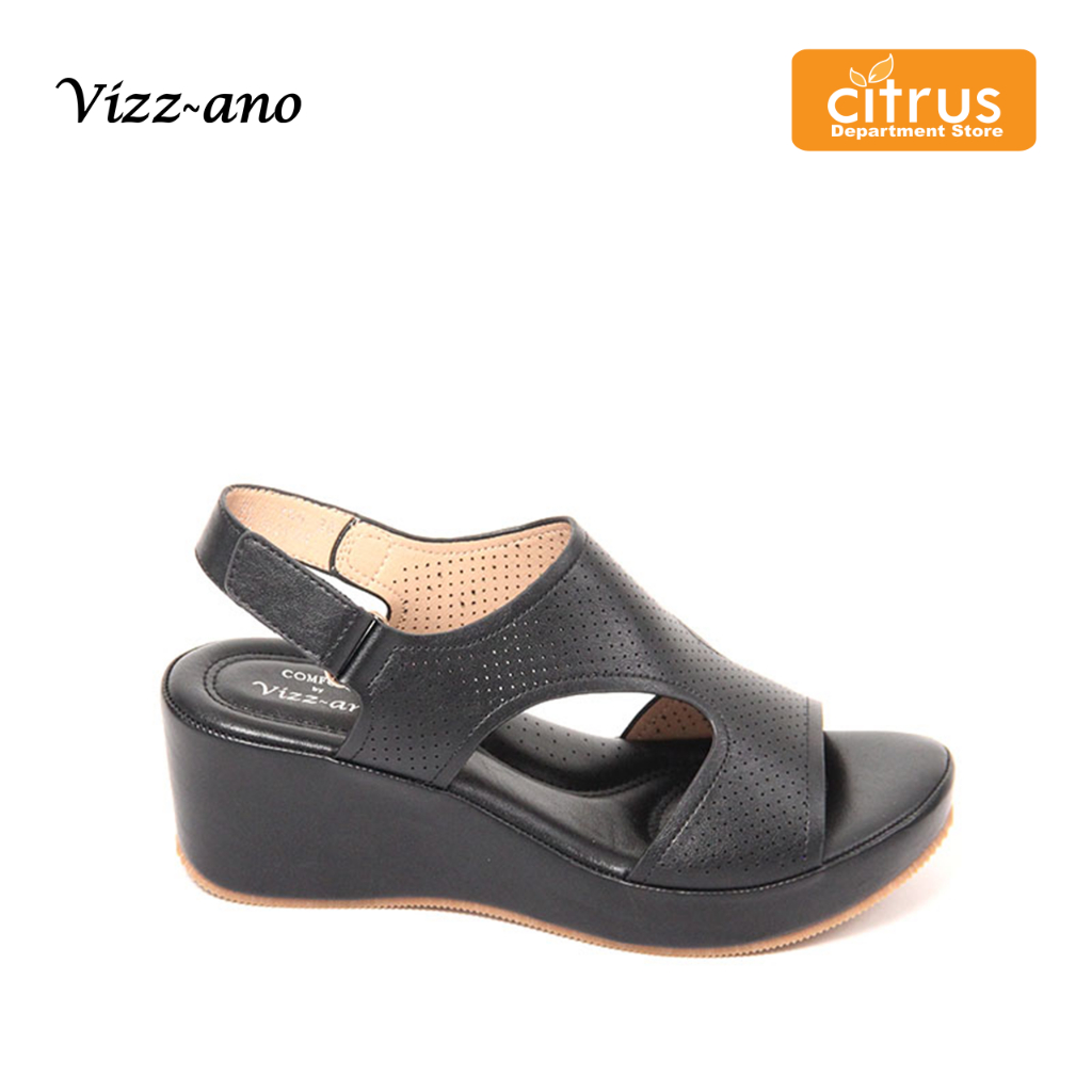 Vizzano LC24L166 Sandal Wedges Wanita Black Camel